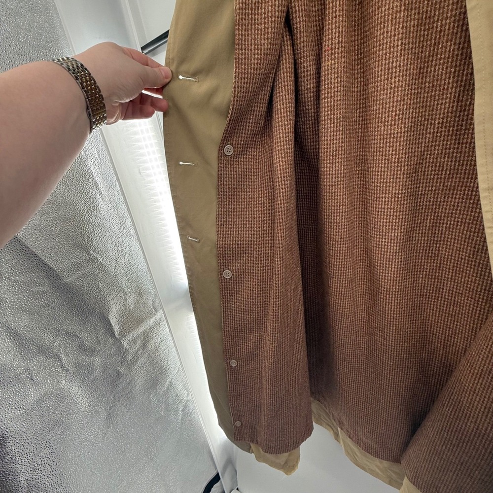 Vintage Schlampf's Elliott Bass Trench Coat Womens 8 Tan Belted Wool Lined - Picture 7 of 12